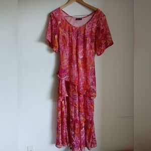Phool Womens Layered Maxi Dress 16P Lined Chiffon Artsy